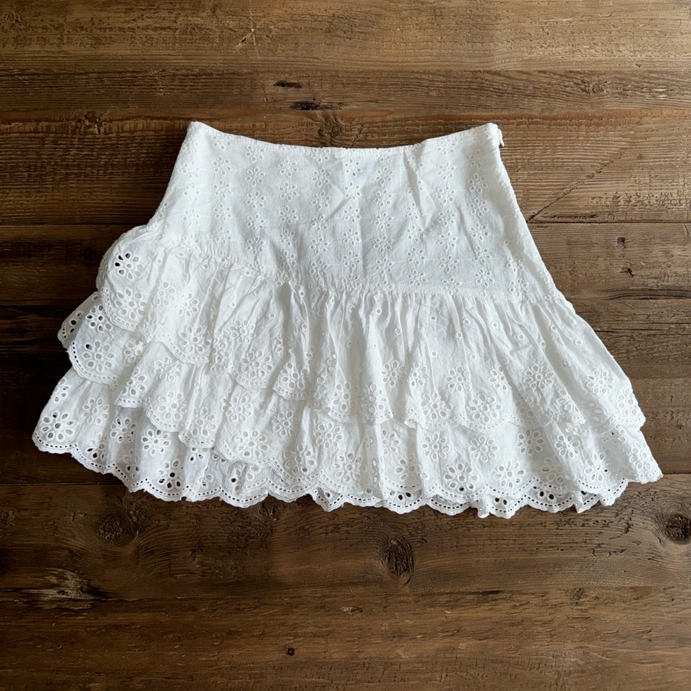 DO+BE 3-tiered white eyelet miniskirt women small